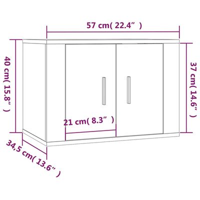vidaXL ТВ шкафове със стенен монтаж, 2 бр, опушен дъб, 57x34,5x40 см