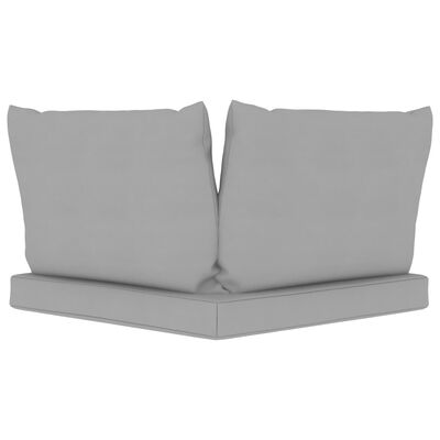 vidaXL Градински 3-местен диван от палети със сиви възглавници бор