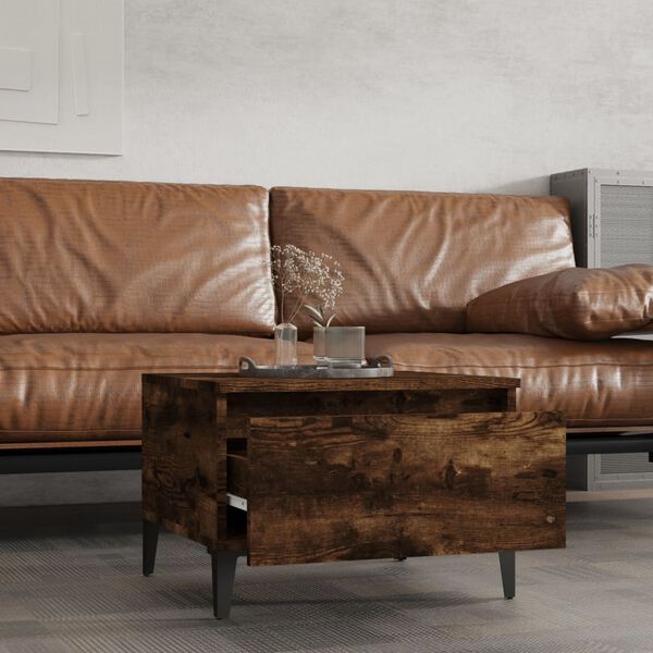 vidaXL Странична маса, опушен дъб, 50x46x35 см, инженерно дърво