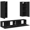 vidaXL Комплект ТВ шкафове от 4 части, черен, инженерно дърво