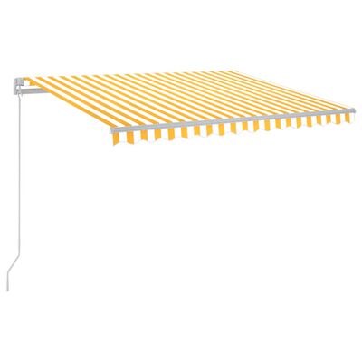 vidaXL Ръчно прибираща се тента с LED, 300x250 см, жълто и бяло