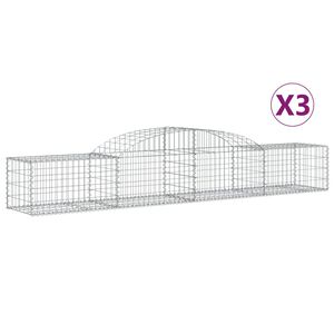 vidaXL Габионни кошници арка 3 бр 300x50x40/60 см поцинковано желязо