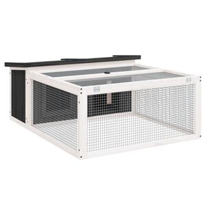 vidaXL Клетка за зайци сива 117,5x97x47,5 см борово дърво масив