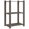 vidaXL 3-етажен стелаж за съхранение, сив, 60x38x90 см, бор масив
