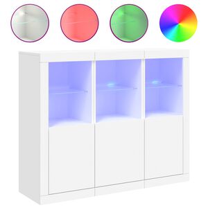 vidaXL Сайдборди с LED осветление, 3 бр, бели, инженерно дърво