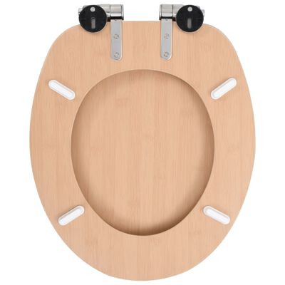 vidaXL Тоалетна седалка с плавно затваряне, МДФ капак, дизайн бамбук