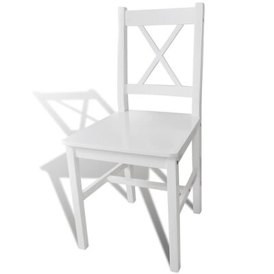 vidaXL Трапезни столове, 2 бр, бели, борова дървесина