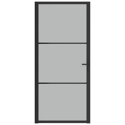vidaXL Интериорна врата, 93x201,5 см, черен мат, стъкло и алуминий