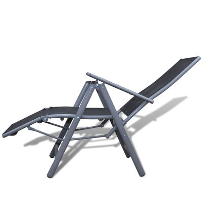 vidaXL Градински стол за отдих, алуминий, черен