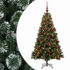 vidaXL Изкуствена коледна елха с топки 120 см 150 LED светодиода