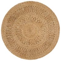 vidaXL Ръчно плетен килим, юта, 90 см, кръгъл