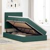 vidaXL Легло с място за съхранение и LED Тъмен зелен 120 x 200 cm