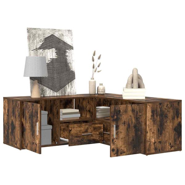 vidaXL Ъглов шкаф, опушен дъб, 200x40x45 см, инженерно дърво