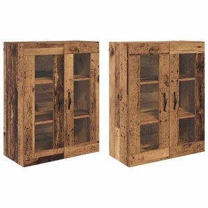 vidaXL Стенни шкафове 2 pcs Старо дърво 69,5 x 34 x 90 см