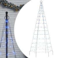 vidaXL Коледна светеща елха на флагщок 200 LED синьо 180 см