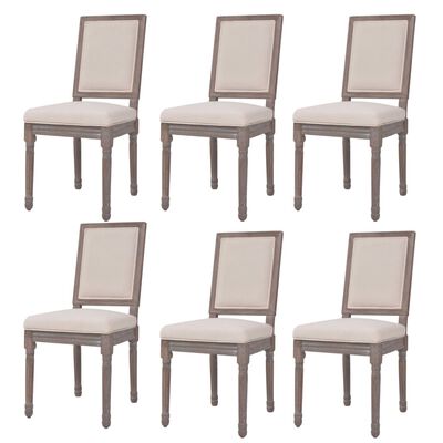 vidaXL Трапезни столове, 6 бр, кремавобели, текстил