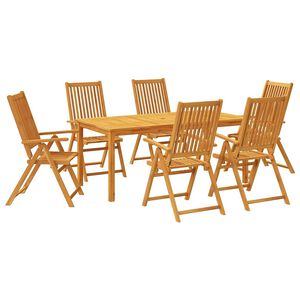 vidaXL Градински трапезен комплект, 7 части, 180x90x75 см, акациево дърво масив