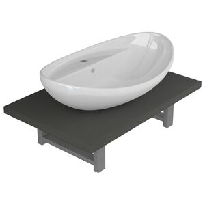 vidaXL Комплект мебели за баня от две части, керамика, сив