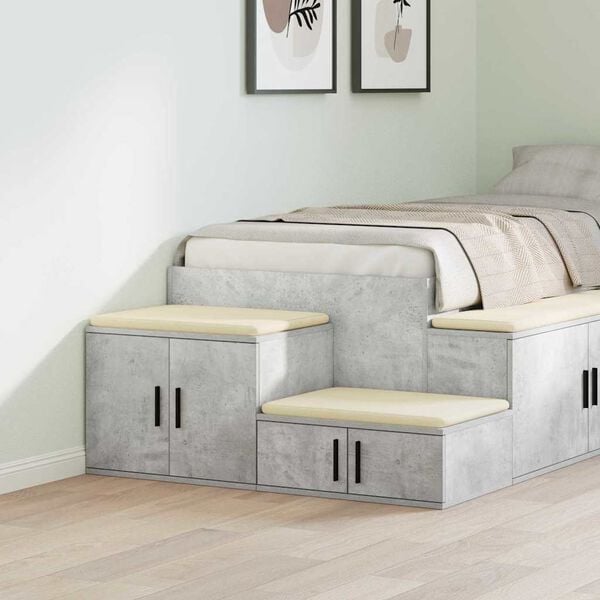 vidaXL Шкаф за съхранение 2 pcs Циментено сиво 127 x 41 x 40 см