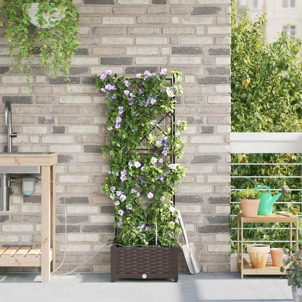 vidaXL Градинска саксия Кафяво 40 x 40 x 126 см Стомана