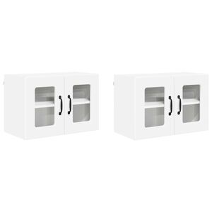 vidaXL Стенен стъклен шкаф PORTO 2 pcs Бяло 60 x 31 x 40 см
