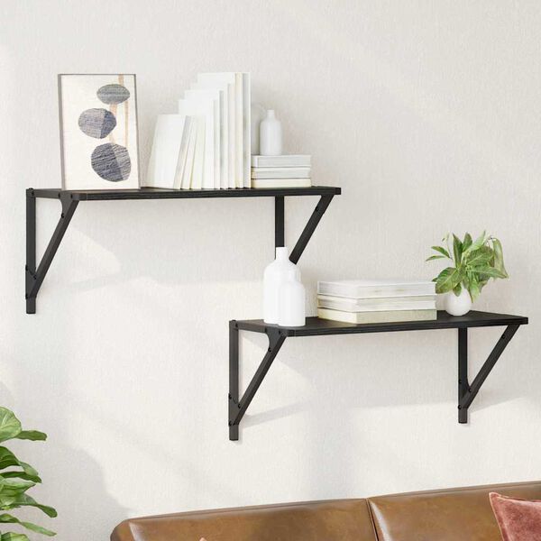 vidaXL Стени за рафтове с рафт 2 pcs Черния дъб 60 x 25 x 25,5 cm