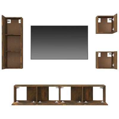 vidaXL Комплект ТВ шкафове от 5 части, опушен дъб, инженерно дърво