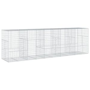vidaXL Габионна кошница с покритие, 500x100x150 см, поцинковано желязо