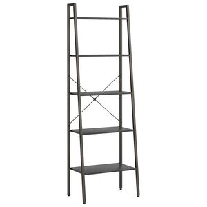vidaXL Стояща етажерка стълба 5 рафта черно 56x35x174 см