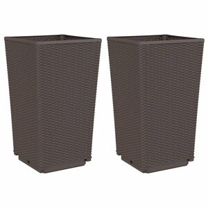 vidaXL Градински кашпи, 2 бр, кафяви, 32,5x32,5x57 см, PP