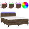 vidaXL Боксспринг легло с матрак и LED, тъмнокафяво, 140x200 см, плат