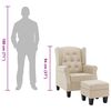 vidaXL Фотьойл с табуретка за крака, кремав, текстил