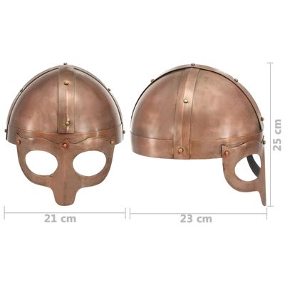vidaXL Викингски шлем, антична реплика, ЛАРП, цвят мед, стомана