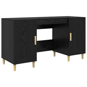 vidaXL Бюро с рафт с врата Черния дъб 140 x 50 x 75 см Инженерно дърво