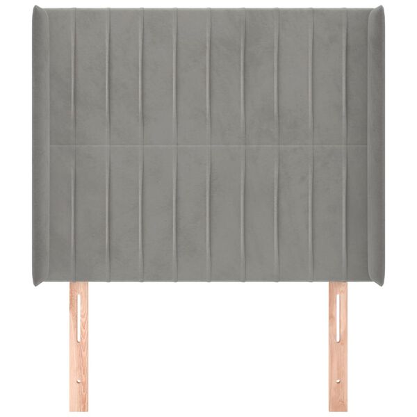 vidaXL Горна табла за легло с уши, светлосива,103x16x118/128см, кадифе