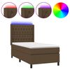 vidaXL Боксспринг легло с матрак и LED, тъмнокафяво, 80x200 см, плат