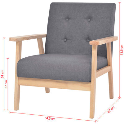 vidaXL Комплект диван и кресло, 2 части, плат, тъмносиви