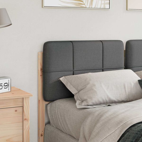 vidaXL Тапицирана табла Кафяв и светло сив 135 cm Солидно борово дърво