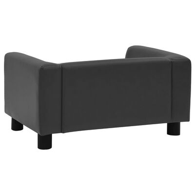vidaXL Кучешки диван с пяна тъмносив 60x43x30 см плюш/изкуствена кожа
