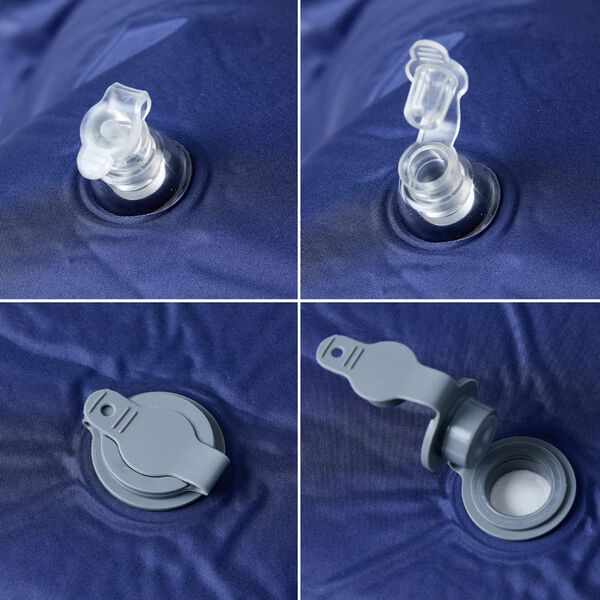 vidaXL Самонадуваем дюшек за къмпинг с възглавница за 1 човек тъмносин