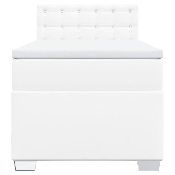 vidaXL Боксспринг легло с матрак, бяло, 90x190 см изкуствена кожа