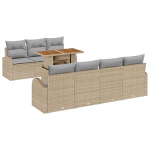 vidaXL Градински Софа Комплект със съхранение 8 pcs Бежово Полиратан