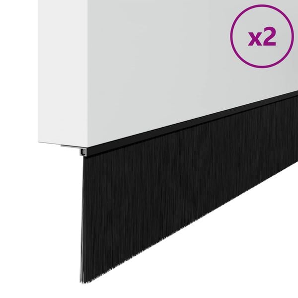 vidaXL Самозалепващи се четки за уплътняване на врати 2 pcs Черно