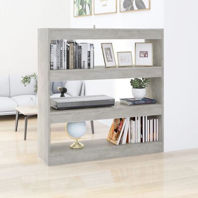 vidaXL Библиотека/разделител за стая, бетонно сива, 100x30x103 см