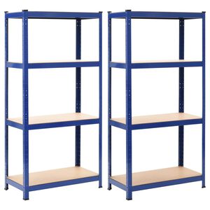 vidaXL Рафтове за съхранение 2 бр сини 80x40x160 см стомана и MDF