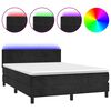 vidaXL Боксспринг легло с матрак и LED, черно, 140x190 см, кадифе