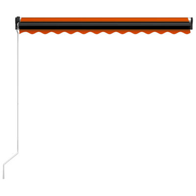 vidaXL Ръчно прибираща се тента с LED, 300x250 см, оранжево и кафяво