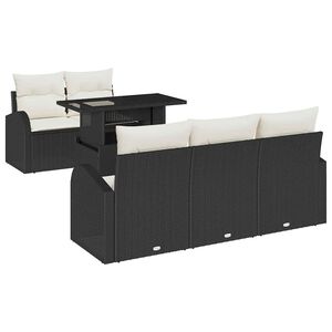 vidaXL Градински Софа Комплект 6 pcs Черно Полипропилен Ратан