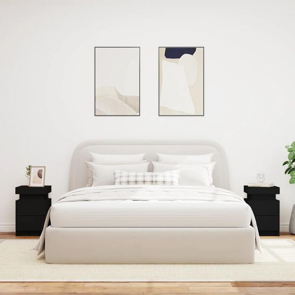 vidaXL Нощни шкафчета с LED осветление, 2 бр, черни, 35x39x55 см