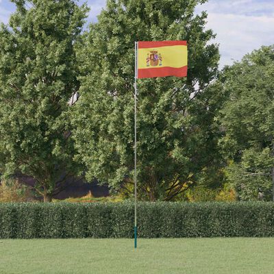 vidaXL Флаг на Испания и стълб 5,55 м алуминий